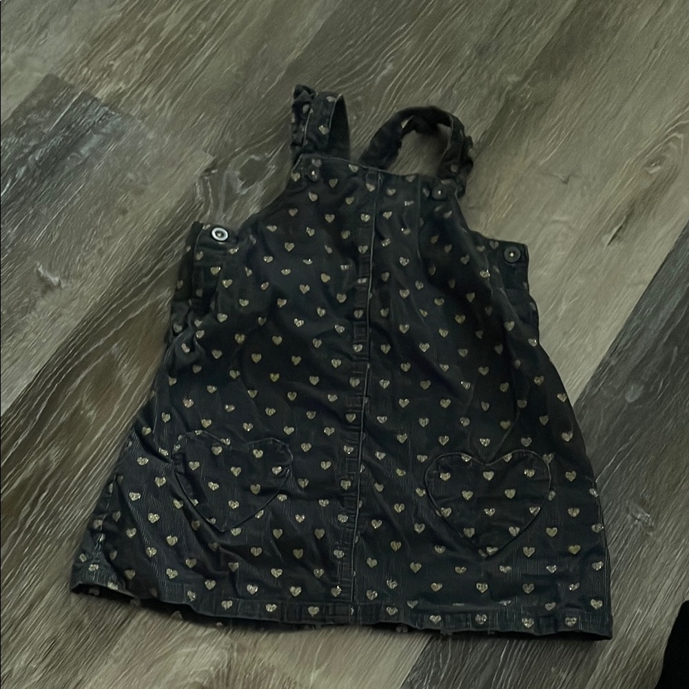 Overall dress with hearts and heart pockets